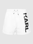Karl Lagerfeld Beachwear Badehose mit Logo-Print in Weiss, Größe S