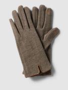EEM Handschuhe mit Motiv-Stitching in Taupe, Größe L