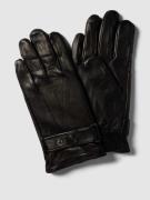 EEM Handschuhe aus Leder mit Ziernähten in Black, Größe L