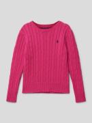 Polo Ralph Lauren Teens Strickpullover mit Zopfmuster in Pink, Größe 1...