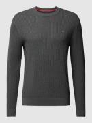 Christian Berg Men Strickpullover mit Strukturmuster in Graphit Melang...