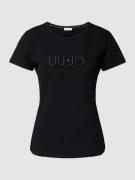 LIU JO SPORT T-Shirt mit Ziersteinbesatz in Black, Größe XS