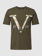 19V69 Italia T-Shirt mit Label-Print in Oliv, Größe XXXL