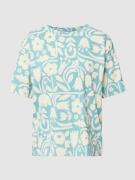 Jake*s Casual T-Shirt mit Allover-Muster in Lagune, Größe S