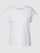 Jake*s Casual T-Shirt mit fixierten Ärmelumschlägen in Weiss, Größe S