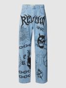 REVIEW Jeans mit Allover-Print in Blau, Größe 34
