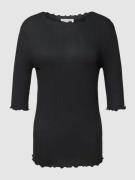 Christian Berg Woman T-Shirt mit Muschelsaum in Black, Größe 36