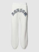 REVIEW Sweatpants mit Label-Stitching in Offwhite, Größe S