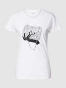 Liu Jo White T-Shirt mit Motiv-Print und Ziersteinbesatz in Weiss, Grö...
