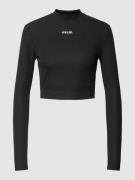 Karo Kauer Longsleeve mit Stehkragen in Black, Größe L