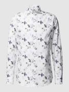 Profuomo Slim Fit Business-Hemd mit floralem Allover-Print in Weiss, G...