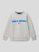 Polo Sport Sweatshirt mit Label-Print in Mittelgrau Melange, Größe XL