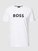 BOSS T-Shirt mit Label-Print Modell 'Basic Logo' in Weiss, Größe M
