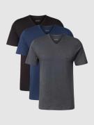 BOSS T-Shirt mit V-Ausschnitt im 3er-Pack Modell 'Classic' in Dunkelgr...