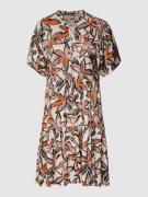 BOSS Orange Knielanges Kleid mit floralem Muster in Offwhite, Größe 46