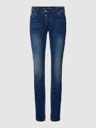 Buena Vista Jeans im Denim-Look mit Label-Patch und Used-Look in Dunke...