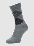Burlington Socken mit Argyle-Muster Modell 'Whitby' in Mittelgrau, Grö...