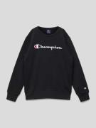CHAMPION Sweatshirt mit Logo-Stitchings in Black, Größe 140