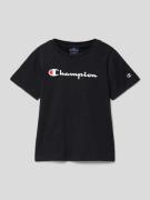 CHAMPION T-Shirt mit Label-Print in Black, Größe 116