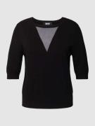 DKNY Strickshirt mit Mesh-Besatz in Black, Größe XS
