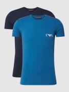 Emporio Armani T-Shirt mit Label-Print im 2er-Pack in Blau, Größe L