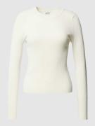 Esprit Pullover mit geripptem Rundhalsausschnitt in Offwhite, Größe M