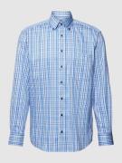Eterna Comfort Fit Business-Hemd mit Gitterkaro in Blau, Größe 42