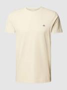 Gant T-Shirt mit Label-Stitching in Sand, Größe S
