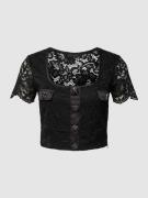 Guess Cropped T-Shirt mit Spitzenbesatz Modell 'ERIKA' in Black, Größe...
