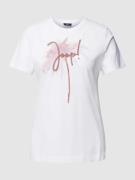 JOOP! T-Shirt mit Label-Stitching in Altrosa, Größe 42