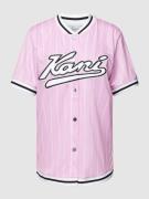 KARL KANI T-Shirt mit Knopfleiste in Pink, Größe XS