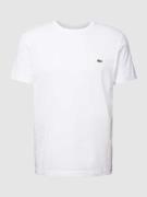 Lacoste T-Shirt mit Logo-Stitching in Weiss, Größe XXXL