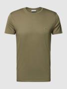 Lacoste T-Shirt in unifarbenem Design Modell 'Supima' in Oliv, Größe S