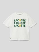 Lacoste T-Shirt mit Logo-Stitching in Weiss, Größe 164