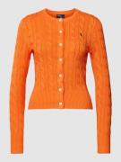 Polo Ralph Lauren Strickpullover mit Zopfmuster in Orange, Größe XS