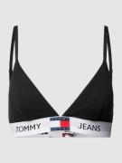 TOMMY HILFIGER Triangel-BH mit Logo-Saum Modell 'HERITAGE' in Black, G...