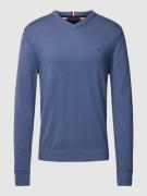 Tommy Hilfiger Strickpullover mit V-Ausschnitt Modell 'PIMA' in Jeansb...