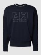 ARMANI EXCHANGE Sweatshirt mit Label-Print in Dunkelblau, Größe L