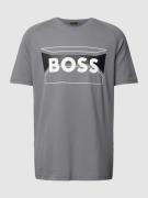 BOSS Green T-Shirt mit Label-Print in Anthrazit, Größe L