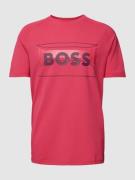 BOSS Green T-Shirt mit Label-Print in Pink, Größe M