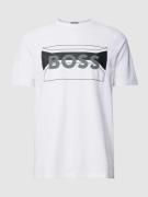 BOSS Green T-Shirt mit Label-Print in Weiss, Größe L