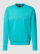 BOSS Green Sweatshirt mit Label-Print Modell 'Salbo' in Helltuerkis, G...