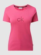 CK Calvin Klein T-Shirt mit Logo und Glitter-Effekt in Pink, Größe S