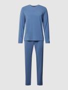 Hanro Pyjama mit geripptem Rundhalsausschnitt in Rauchblau, Größe S