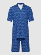 Hanro Pyjama mit Allover-Muster Modell 'Night&Day Pyjama kurz' in Blau...