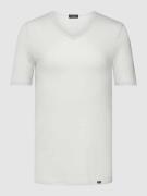 Hanro T-Shirt mit abgerundetem V-Ausschnitt in Silber, Größe S