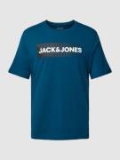Jack & Jones T-Shirt mit Label-Print Modell 'CORP' in Petrol, Größe S