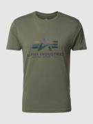 Alpha Industries T-Shirt mit Label-Print in Gruen, Größe M