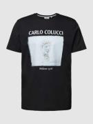 CARLO COLUCCI T-Shirt mit Motiv- und Label-Print in Black, Größe L