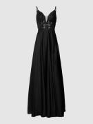 Luxuar Abendkleid mit Ziersteinbesatz in Black, Größe 38
